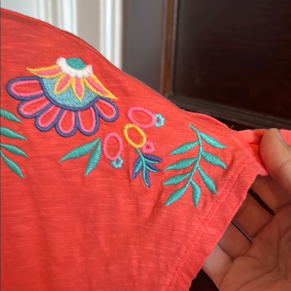 Talbots Orange‎ Red Embellished tie sleeve Shift- worn a few times. Great shape - Picture 3 of 7